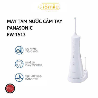 Máy Tăm Nước Panasonic EW1513 - Thế Hệ Mới - Bảo Hành Chính Hãng - Công Nghệ Siêu Âm - Làm Sạch Răng Nướu, Chỉnh Nha