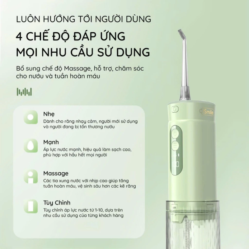 Máy Tăm Nước iSmile ES10 - Kết Hợp Rửa Mũi - Bảo Hành 18 Tháng - 01 Đổi 01 - Công Nghệ Siêu Âm - Vệ Sinh Răng, Miệng